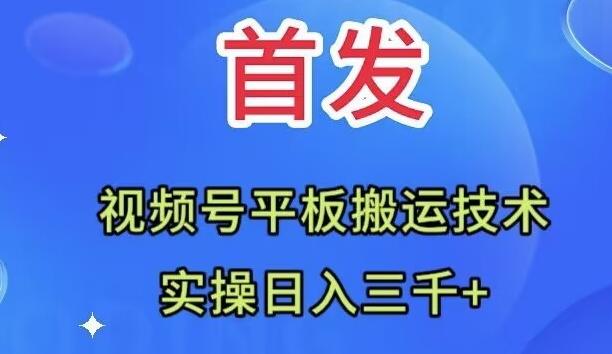 全网首发:视频号平板搬运技术,实操日入三千+-千优网创