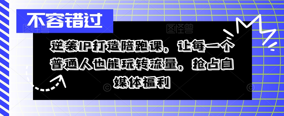 逆袭IP打造陪跑课，让每一个普通人也能玩转流量，抢占自媒体福利-千优网创