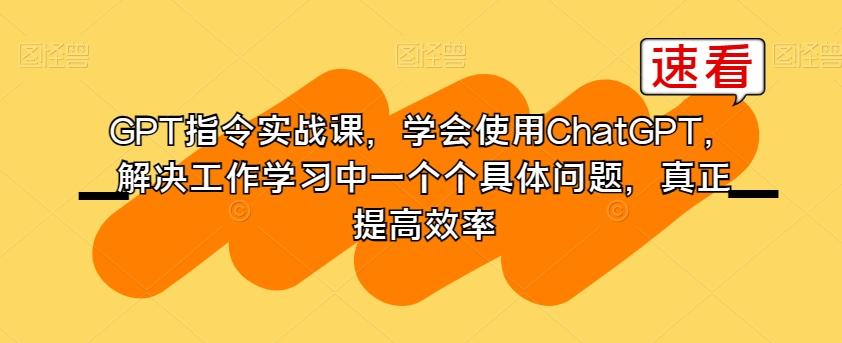 GPT指令实战课，学会使用ChatGPT，解决工作学习中一个个具体问题，真正提高效率-千优网创