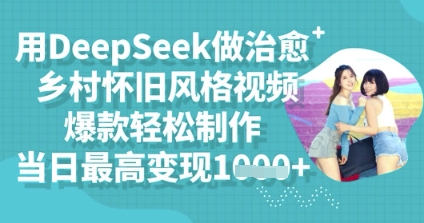 用DeepSeek做治愈乡村怀旧风格视频,爆款轻松制作,当日最高变现多张-千优网创