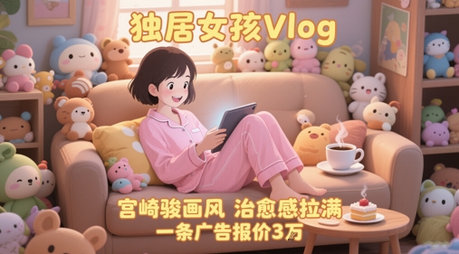 单个账号涨粉71W！用AI制作独居女孩Vlog，宫崎骏画风，治愈感拉满，一条广告报价3W-千优网创
