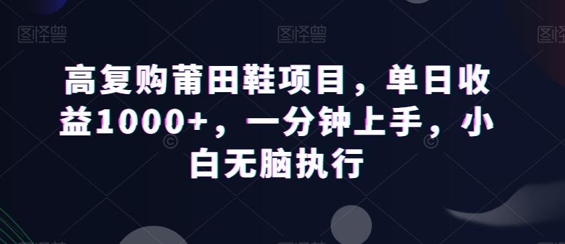 高复购莆田鞋项目,单日收益1000+,一分钟上手,小白无脑执行-千优网创